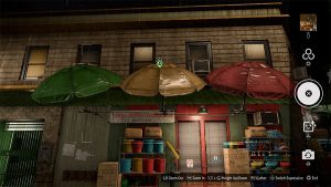 This is an example of the photograph players need to take in order to complete the picture 15 Umbrellas On A Corner Store (Chinatown)